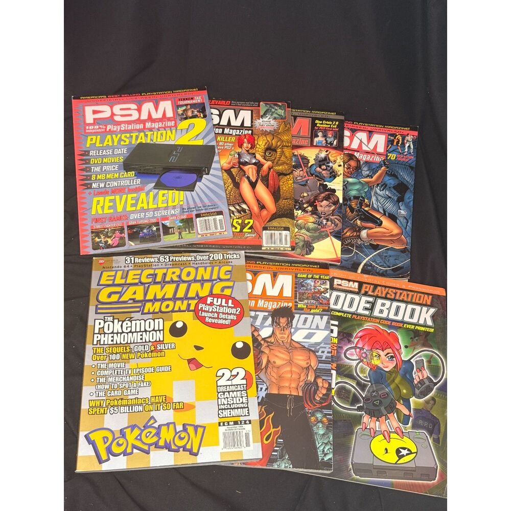 Lot 7 Vintage PSM PlayStation Magazines + EGM Pokémon
